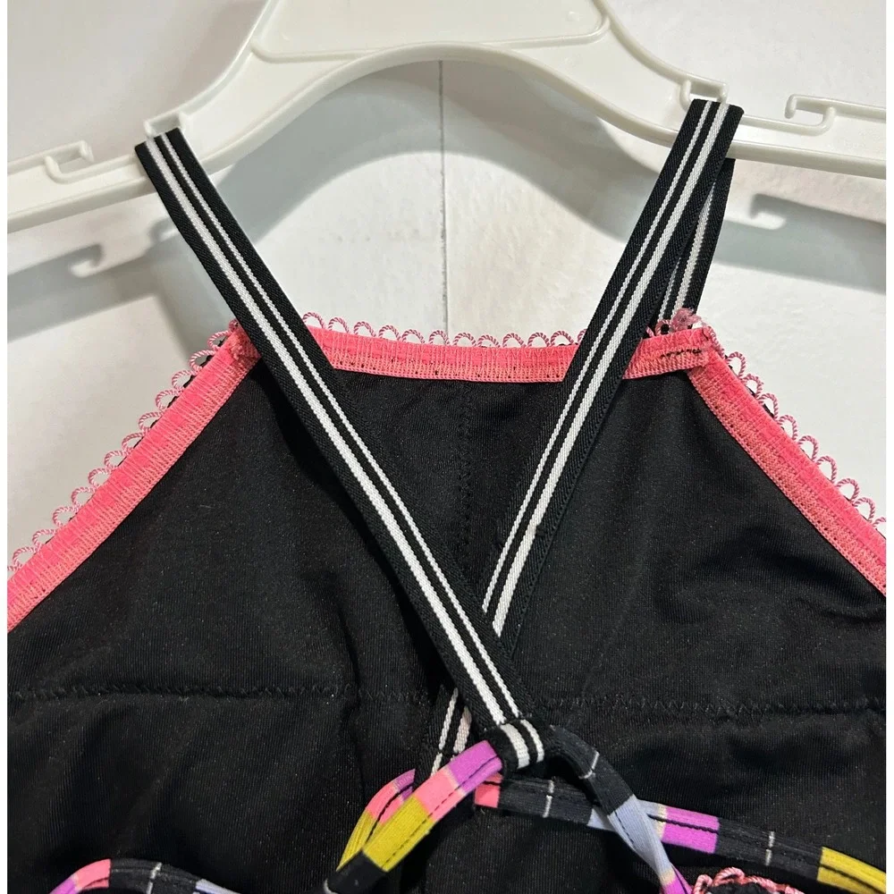 Victorias Secret Bikini‎ Top Women Small Black Floral Lace High Neck Strappy